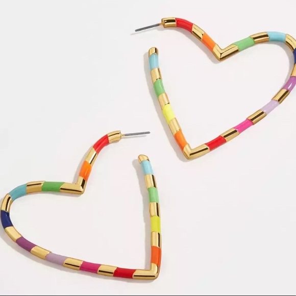 Jewelry - 🌈 2/$24 Rainbow Heart Hoops 🌈